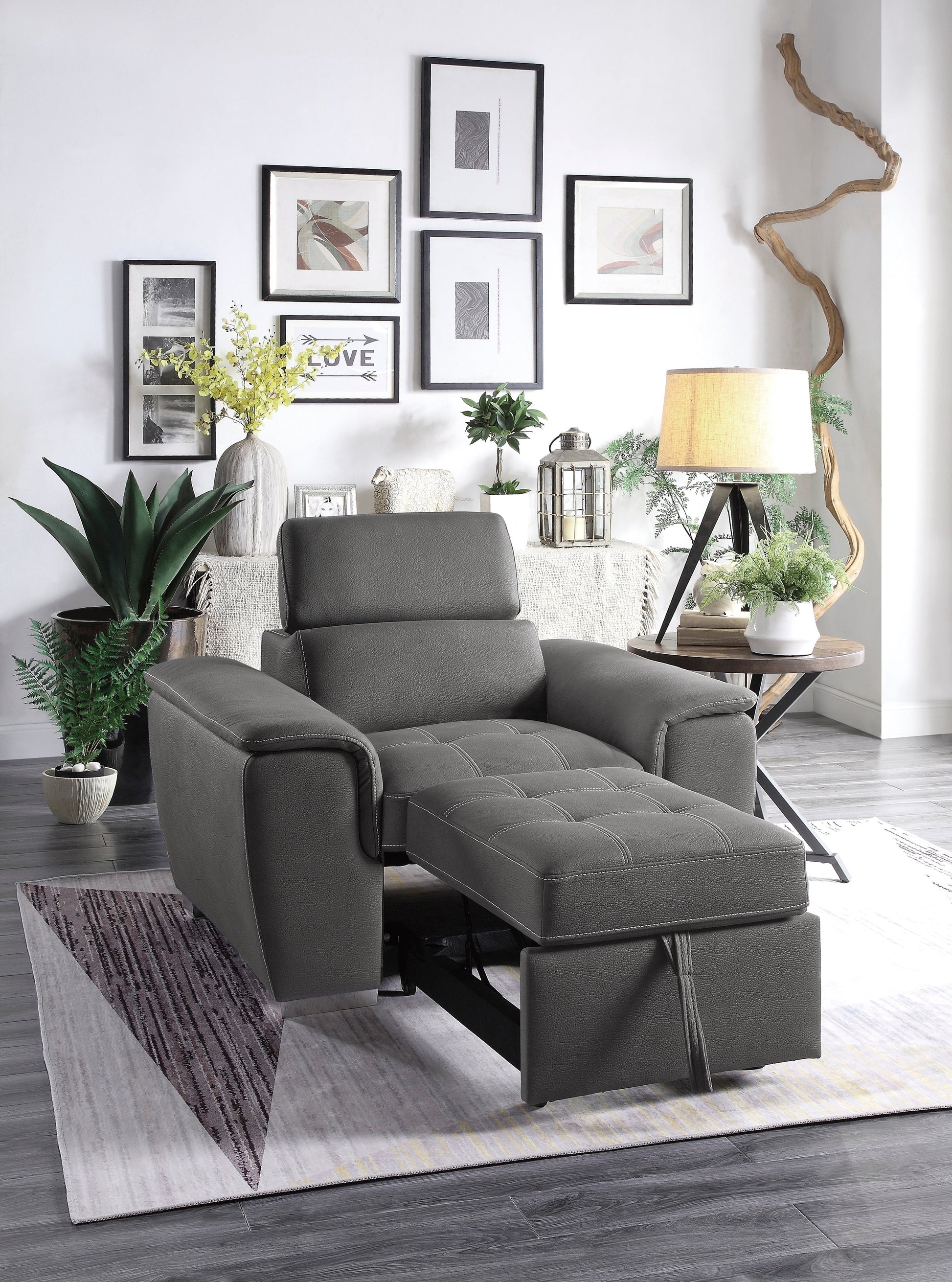 Ferriday Gray Chair with Pull-out Ottoman - 8228GY-1 - Luna Furniture - Dallas Store