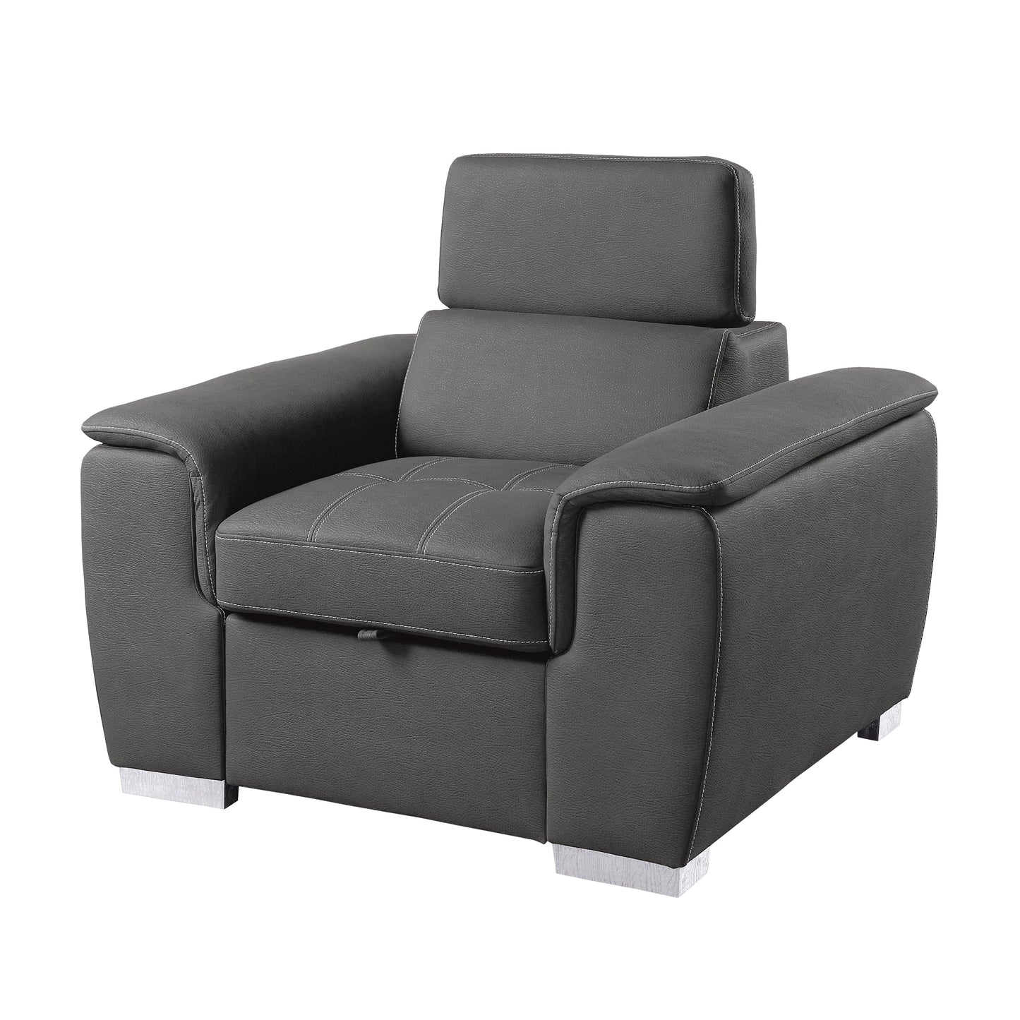 Ferriday Gray Chair with Pull-out Ottoman - 8228GY-1 - Luna Furniture - Dallas Store