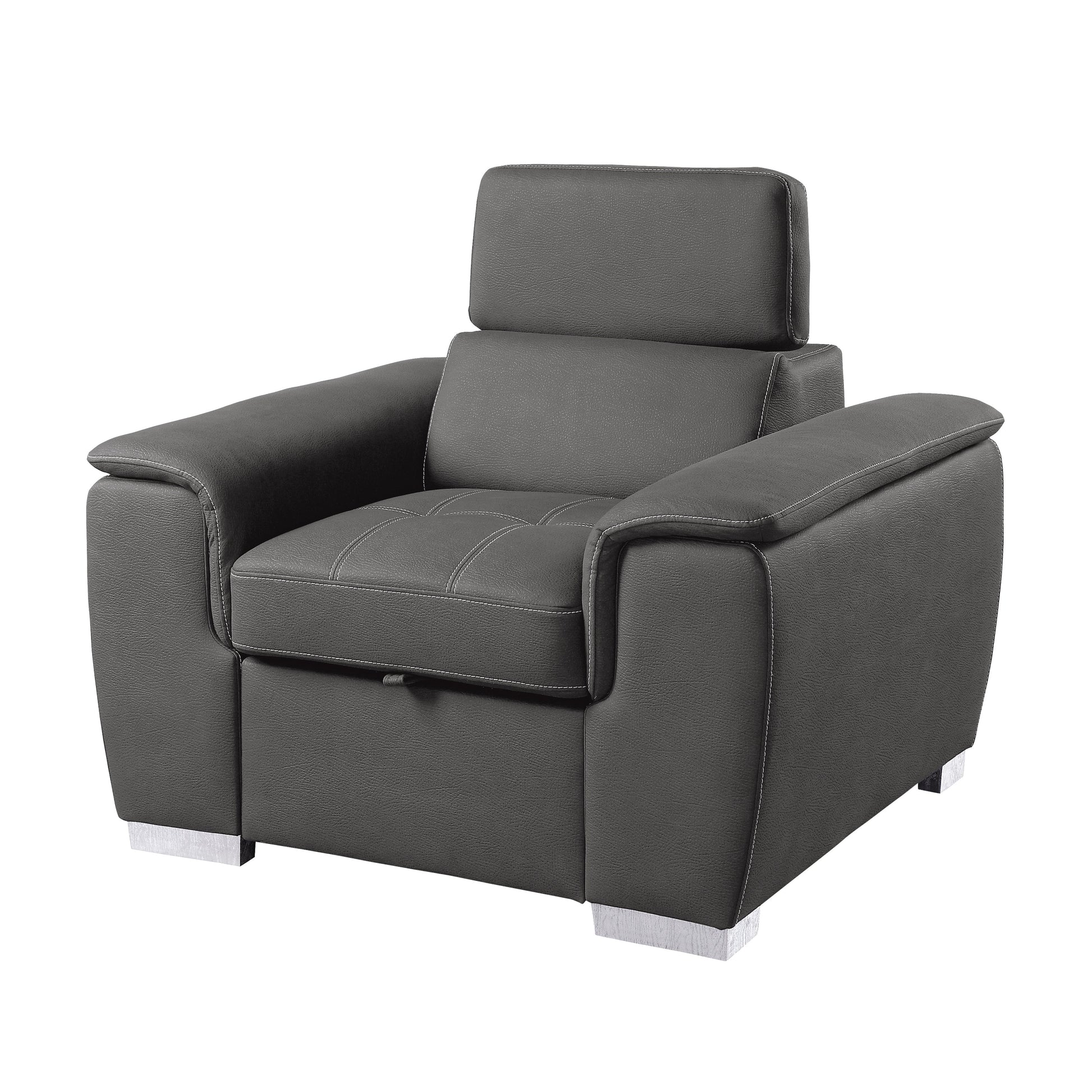 Ferriday Gray Chair with Pull-out Ottoman - 8228GY-1 - Luna Furniture - Dallas Store