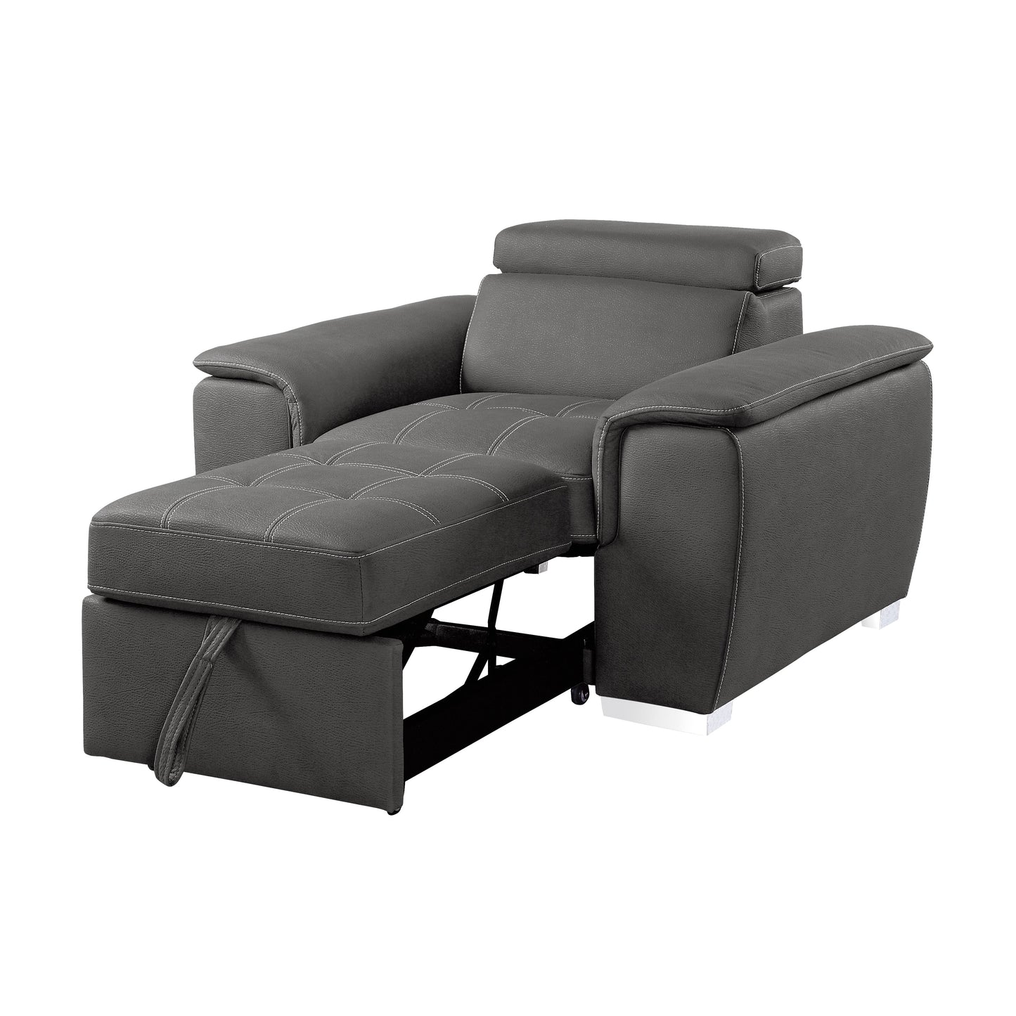 Ferriday Gray Chair with Pull-out Ottoman - 8228GY-1 - Luna Furniture - Dallas Store