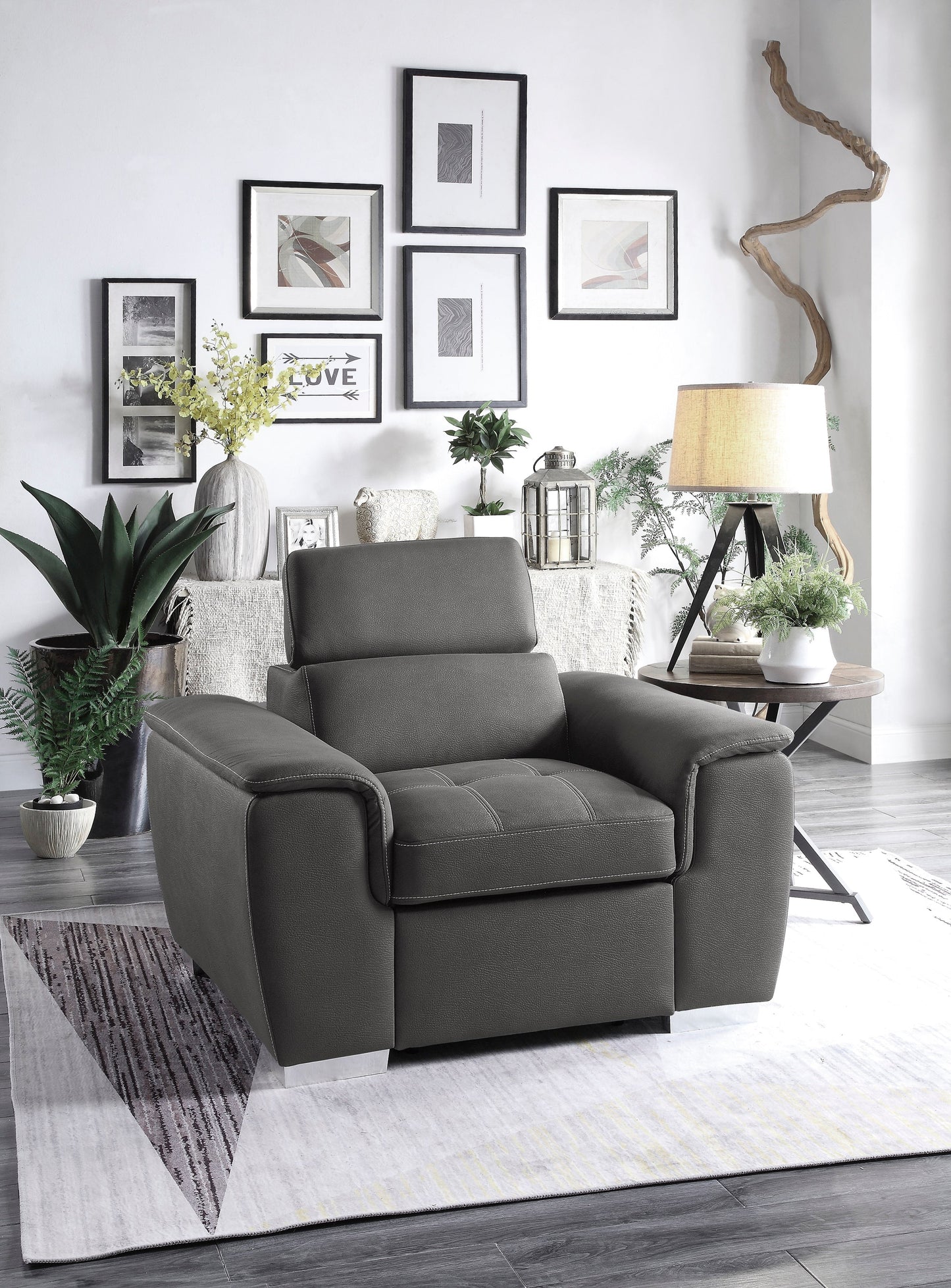 Ferriday Gray Chair with Pull-out Ottoman - 8228GY-1 - Luna Furniture - Dallas Store