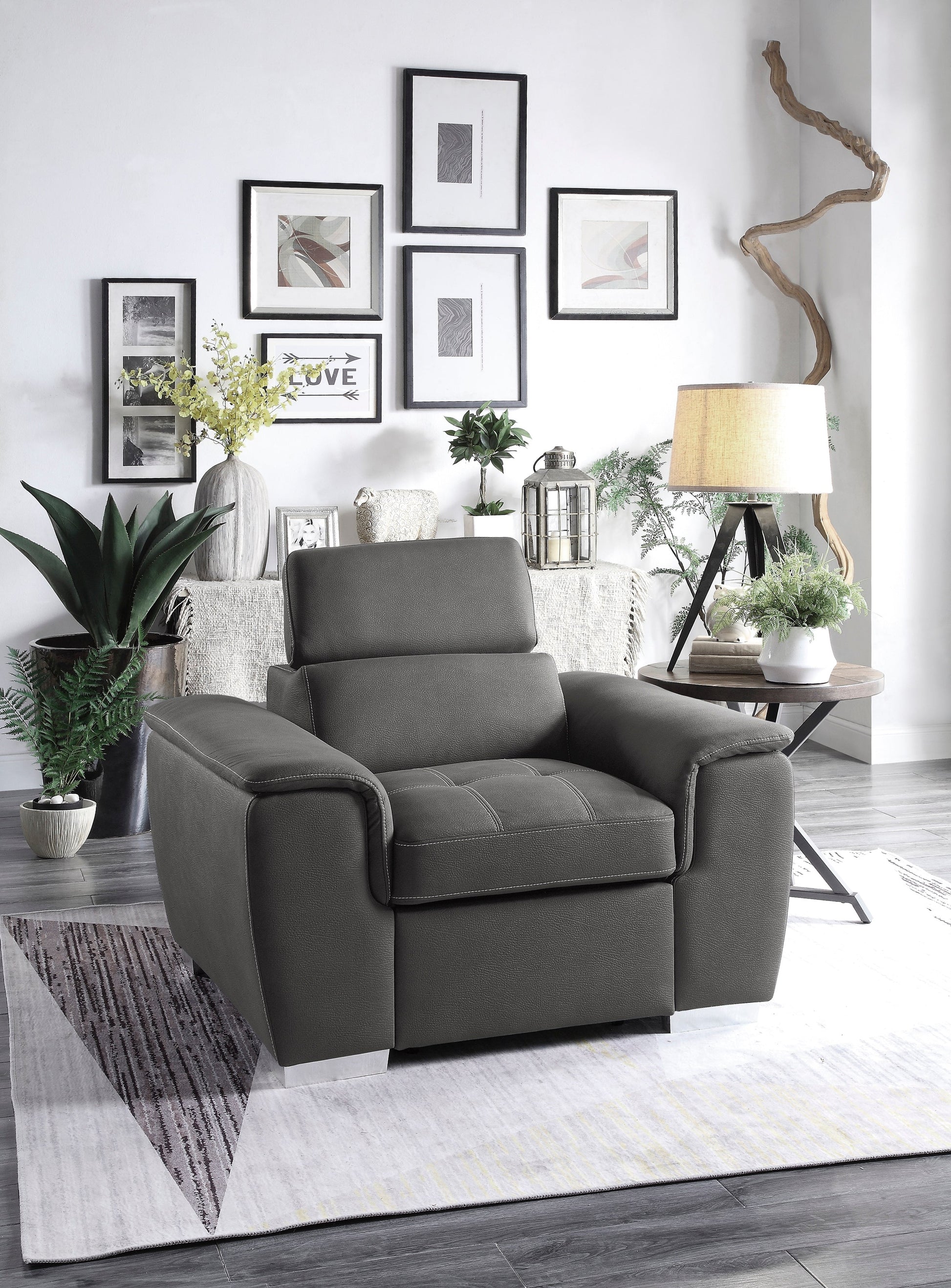 Ferriday Gray Chair with Pull-out Ottoman - 8228GY-1 - Luna Furniture - Dallas Store