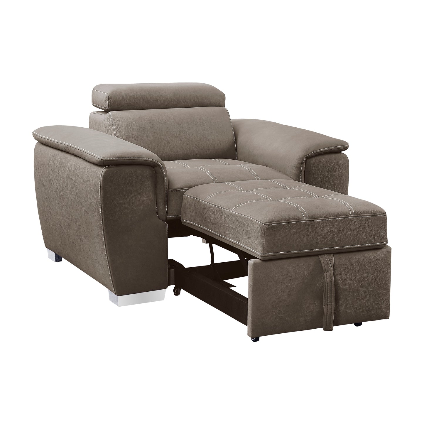Ferriday Taupe Chair with Pull-out Ottoman - 8228TP-1 - Luna Furniture - Dallas Store