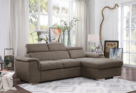 Ferriday Taupe Storage Sleeper Sofa Chaise - SET | 8228TP-L | 8228TP-R - Luna Furniture - Dallas Store