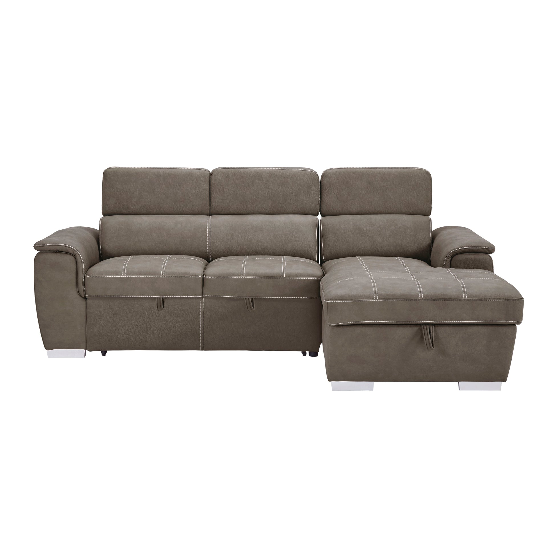 Ferriday Taupe Storage Sleeper Sofa Chaise - SET | 8228TP-L | 8228TP-R - Luna Furniture - Dallas Store