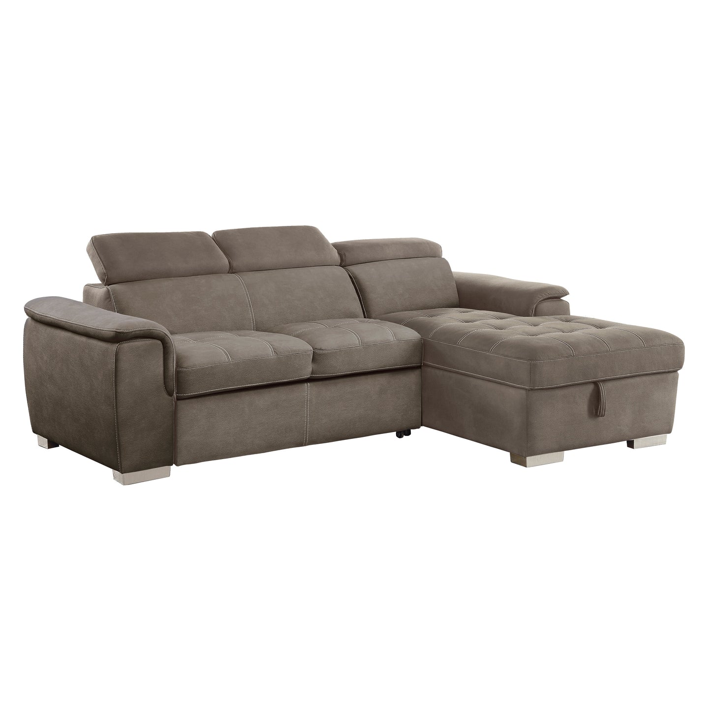 Ferriday Taupe Storage Sleeper Sofa Chaise - SET | 8228TP-L | 8228TP-R - Luna Furniture - Dallas Store