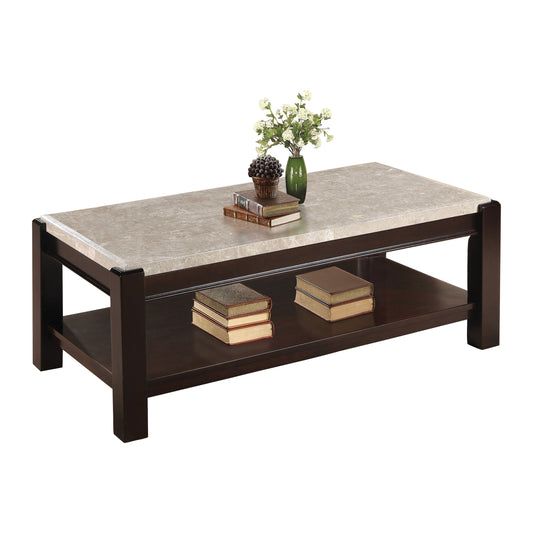 Festus Dark Cherry Marble-Top Cocktail Table - 5466-30 - Luna Furniture - Dallas Store