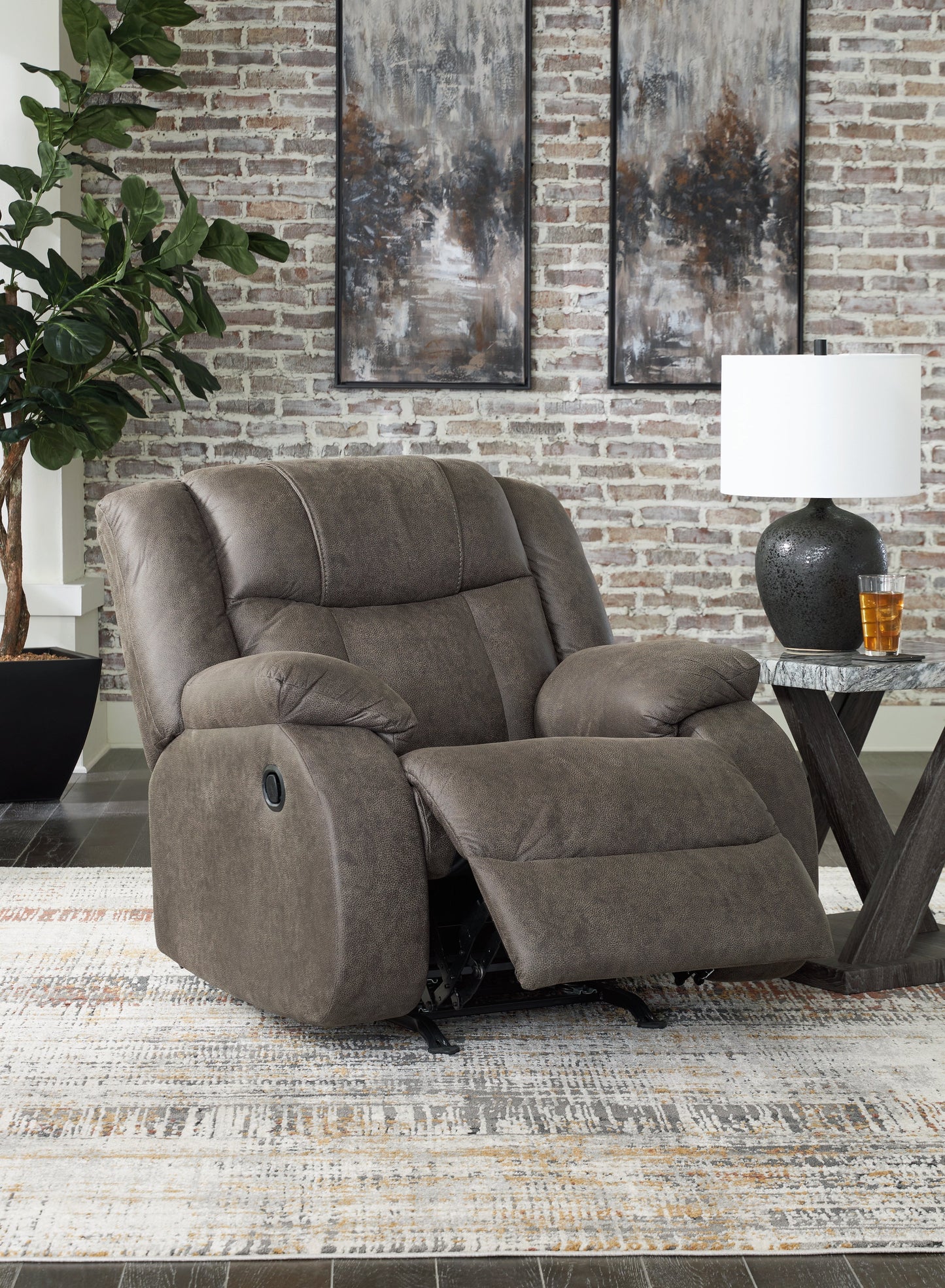 First Base Gunmetal Recliner - 6880425 - Luna Furniture - Dallas Store