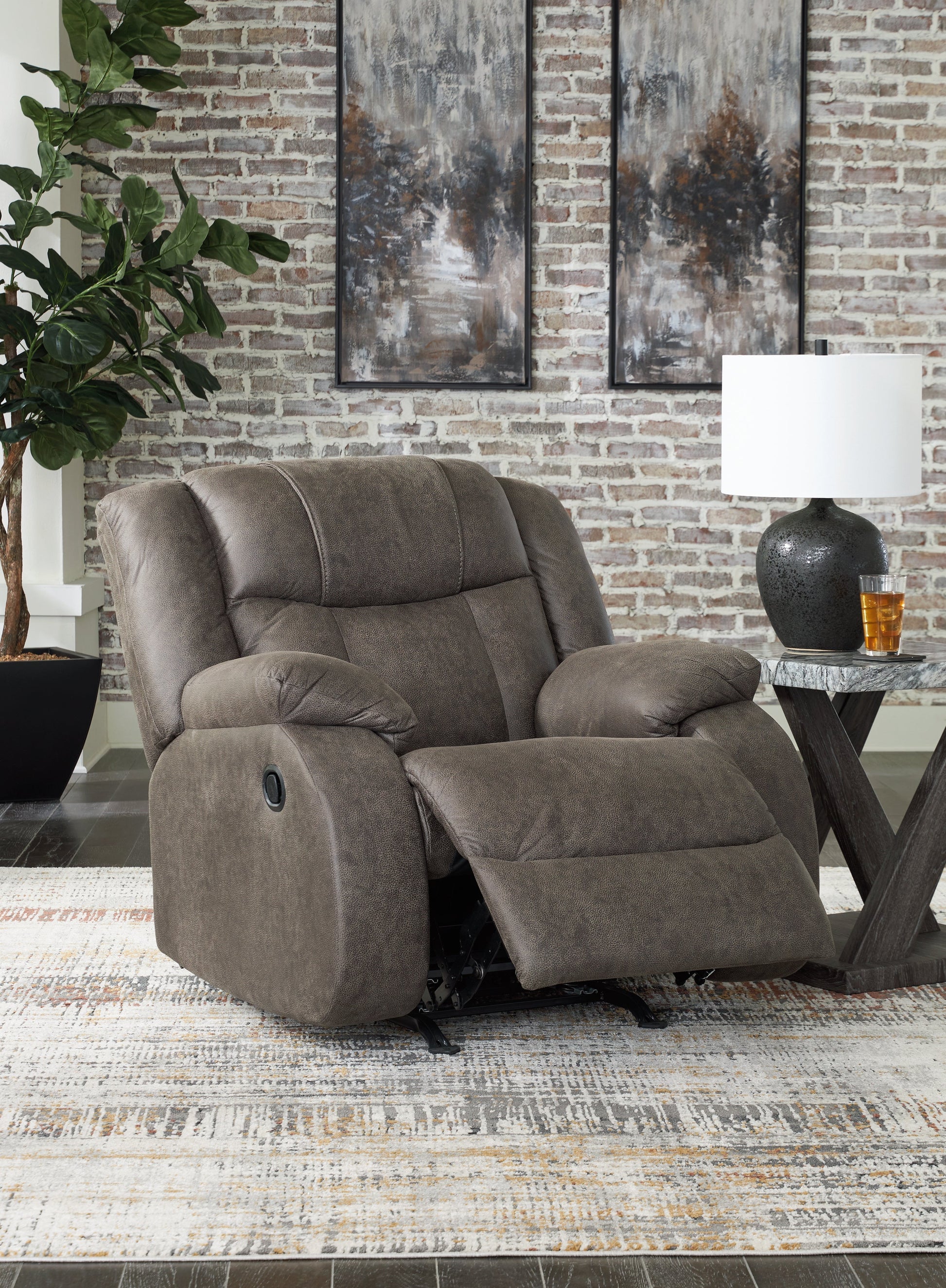 First Base Gunmetal Recliner - 6880425 - Luna Furniture - Dallas Store