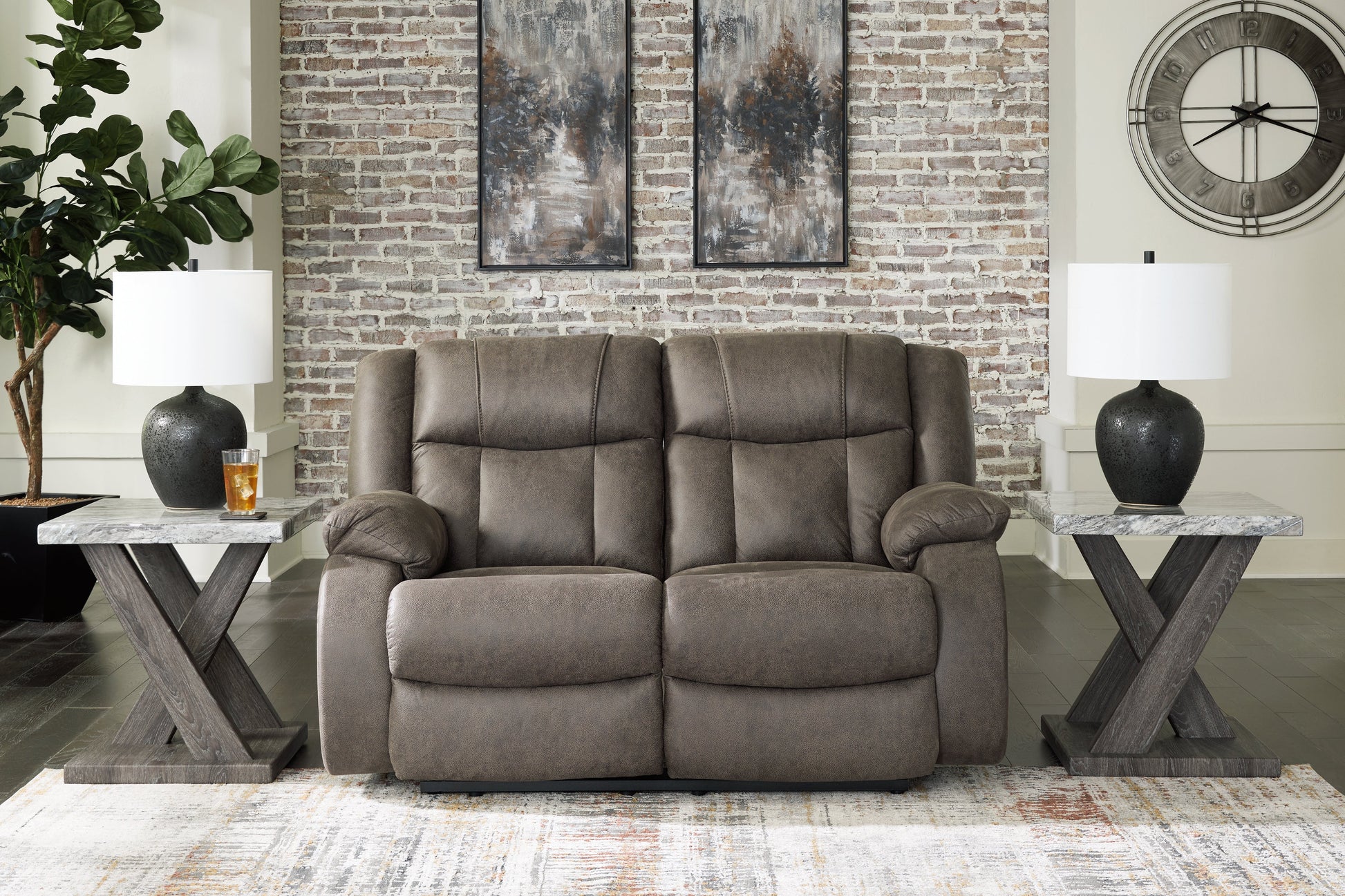 First Base Gunmetal Reclining Loveseat - 6880486 - Luna Furniture - Dallas Store