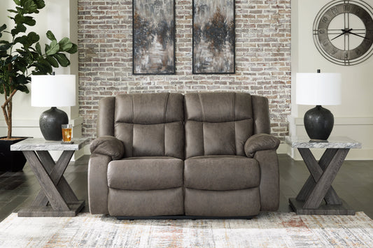 First Base Gunmetal Reclining Loveseat - 6880486 - Luna Furniture - Dallas Store