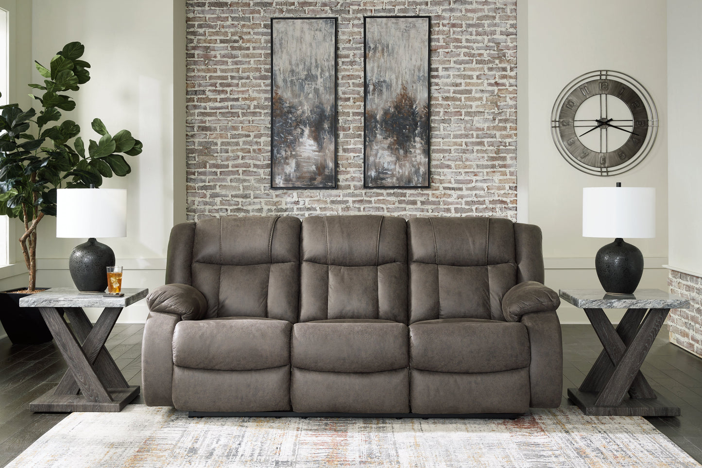 First Base Gunmetal Reclining Sofa - 6880488 - Luna Furniture - Dallas Store