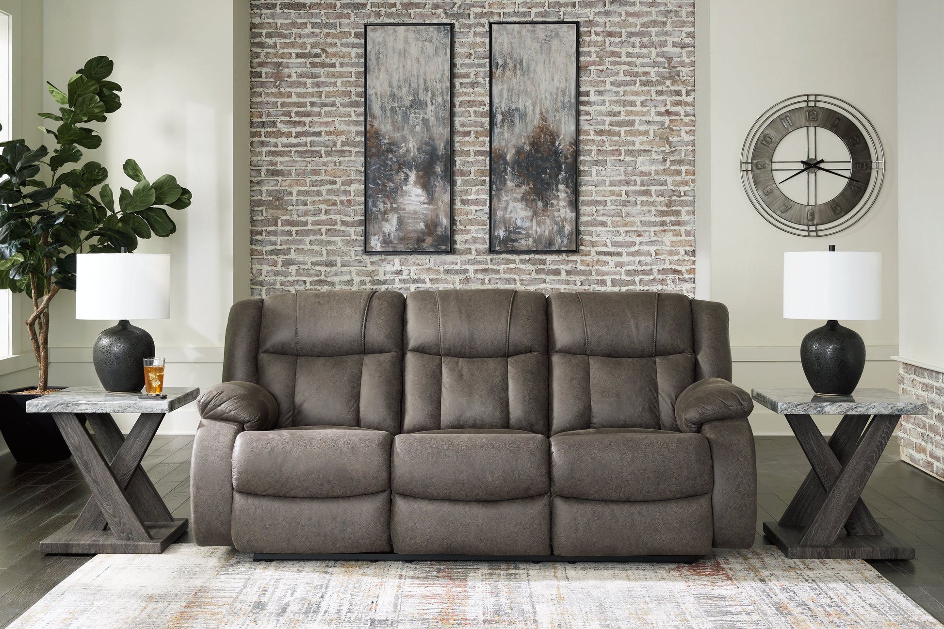 First Base Gunmetal Reclining Sofa - 6880488 - Luna Furniture - Dallas Store