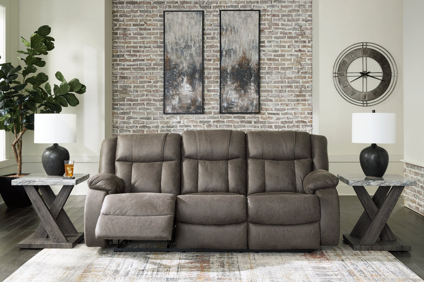First Base Gunmetal Reclining Sofa - 6880488 - Luna Furniture - Dallas Store