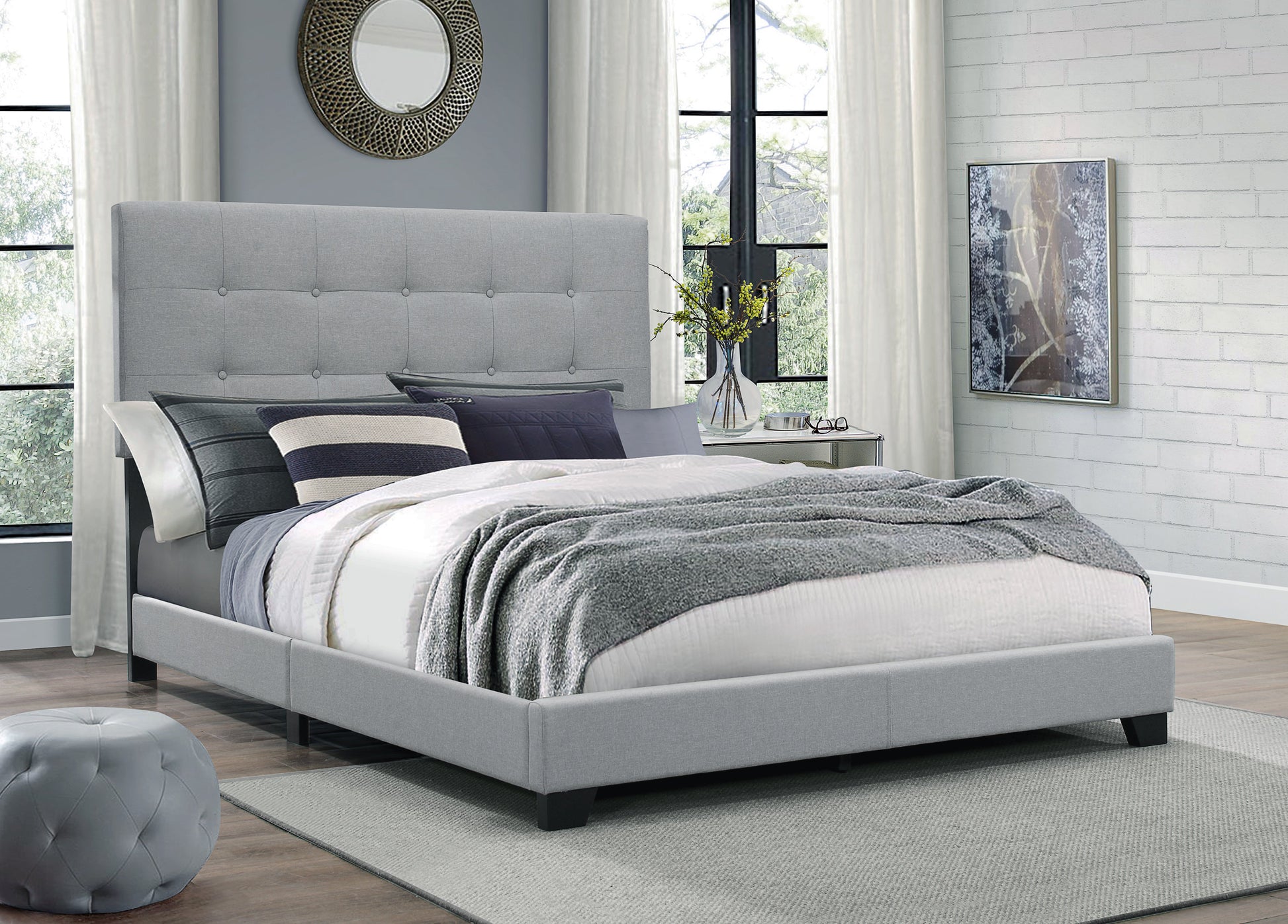 Florence Gray Full Upholstered Bed - 5270GY-F - Luna Furniture - Dallas Store