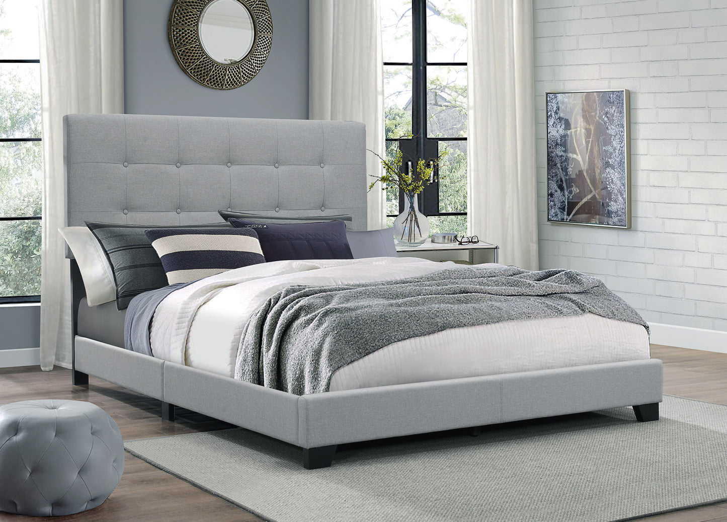 Florence Gray Queen Upholstered Bed - 5270GY-Q - Luna Furniture - Dallas Store