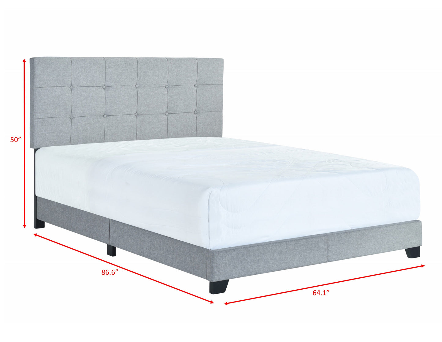 Florence Gray Queen Upholstered Bed - 5270GY-Q - Luna Furniture - Dallas Store
