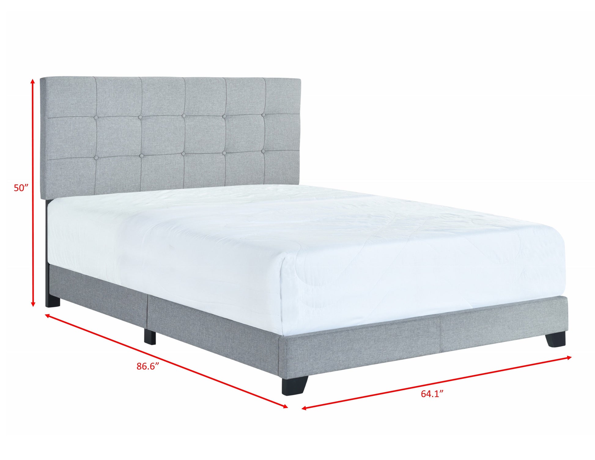 Florence Gray Queen Upholstered Bed - 5270GY-Q - Luna Furniture - Dallas Store