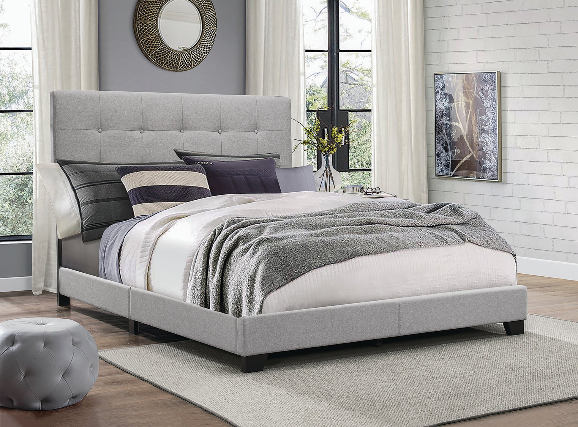 Florence Gray Twin Upholstered Bed - 5270GY-T - Luna Furniture - Dallas Store