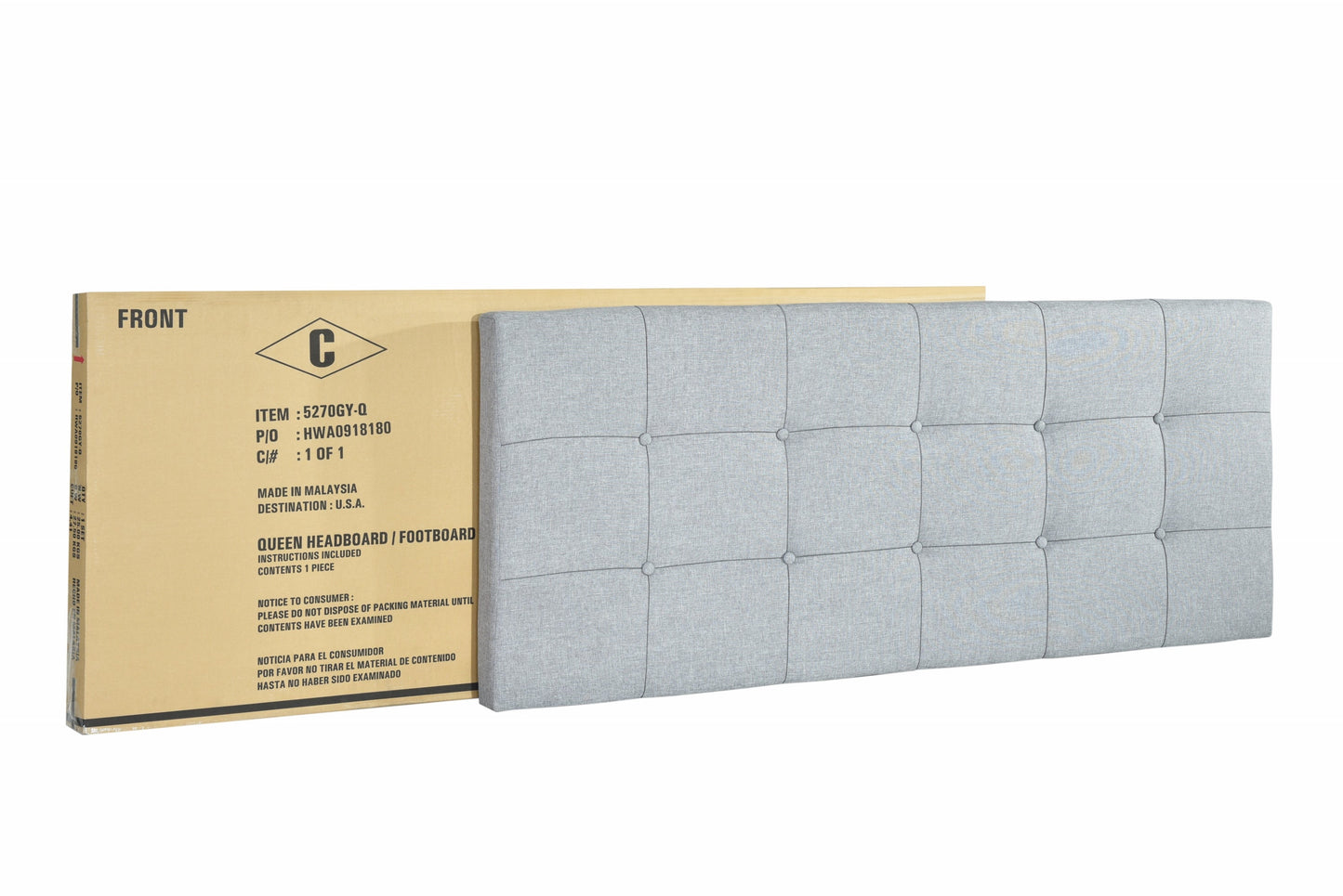 Florence Gray Twin Upholstered Bed - 5270GY-T - Luna Furniture - Dallas Store