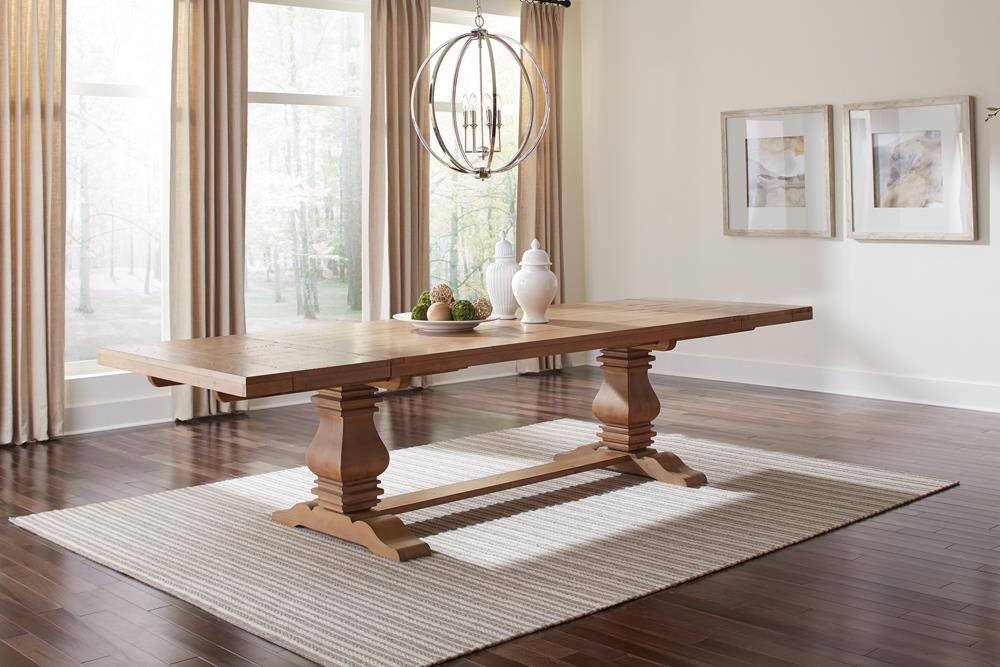 Florence Rustic Smoke Double Pedestal Dining Table - 180201 - Luna Furniture - Dallas Store