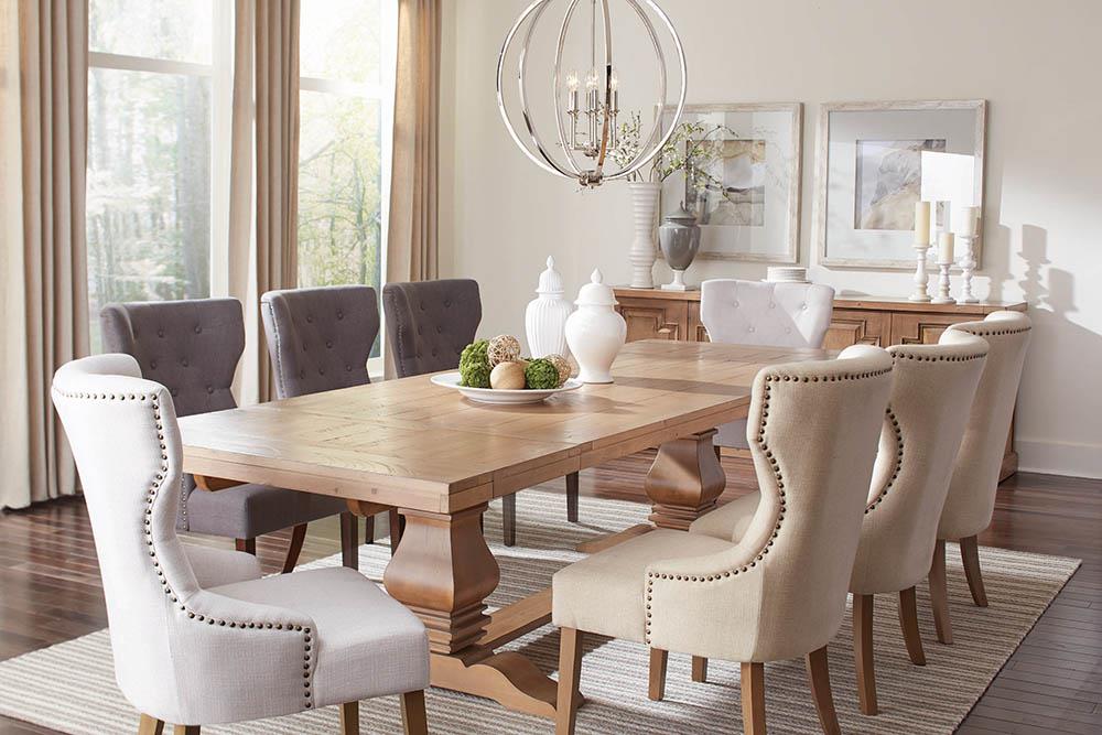 Florence Rustic Smoke Double Pedestal Dining Table - 180201 - Luna Furniture - Dallas Store