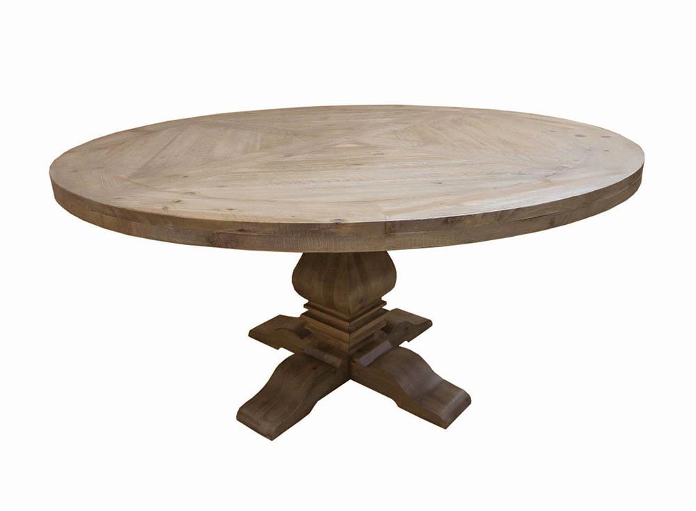 Florence Rustic Smoke Round Pedestal Dining Table - 180200 - Luna Furniture - Dallas Store