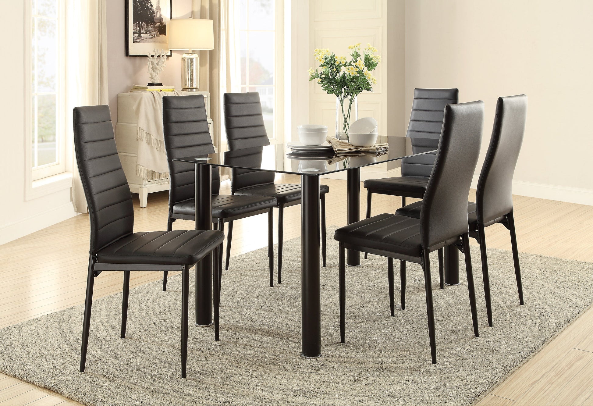 Florian Black Dining Set - SET | 5538BK | 5538BKG | 5538BKS(2) - Luna Furniture - Dallas Store