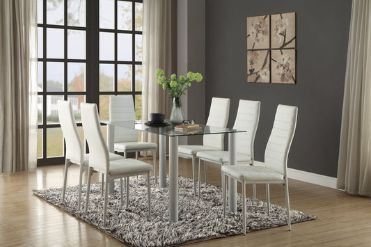 Florian White Dining Set - SET | 5538W | 5538WG | 5538WS(2) - Luna Furniture - Dallas Store