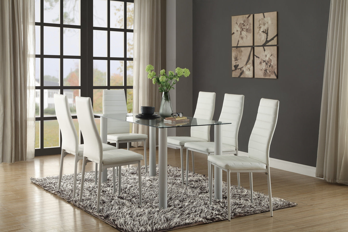 Florian White Dining Table - SET | 5538W | 5538WG - Luna Furniture - Dallas Store