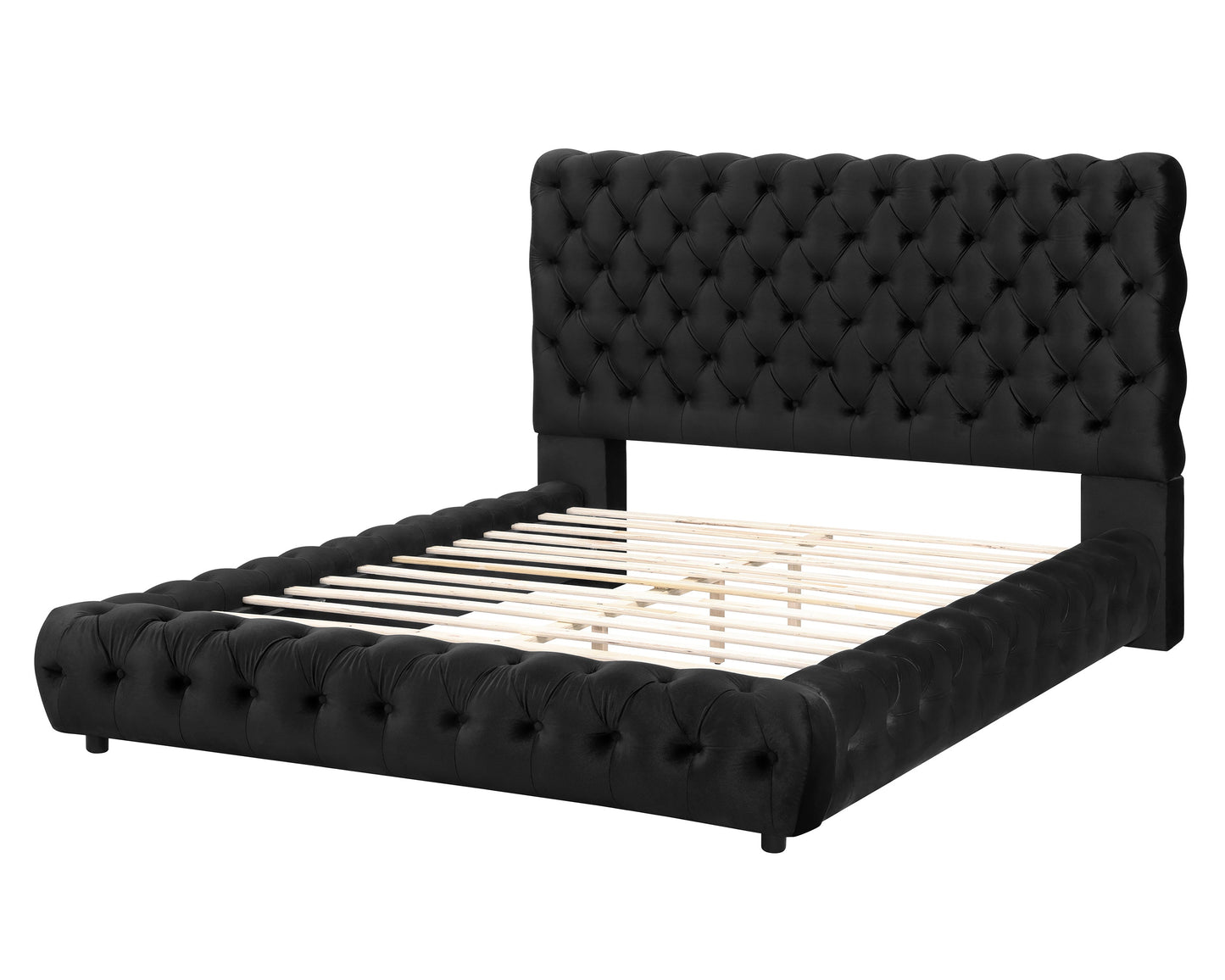 Flory Black King Upholstered Platform Bed - SET | 5112BK-K-HBFB | 5112BK-KQ-RAIL - Luna Furniture - Dallas Store