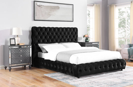 Flory Black Queen Upholstered Platform Bed - SET | 5112BK-Q-HBFB | 5112BK-KQ-RAIL - Luna Furniture - Dallas Store