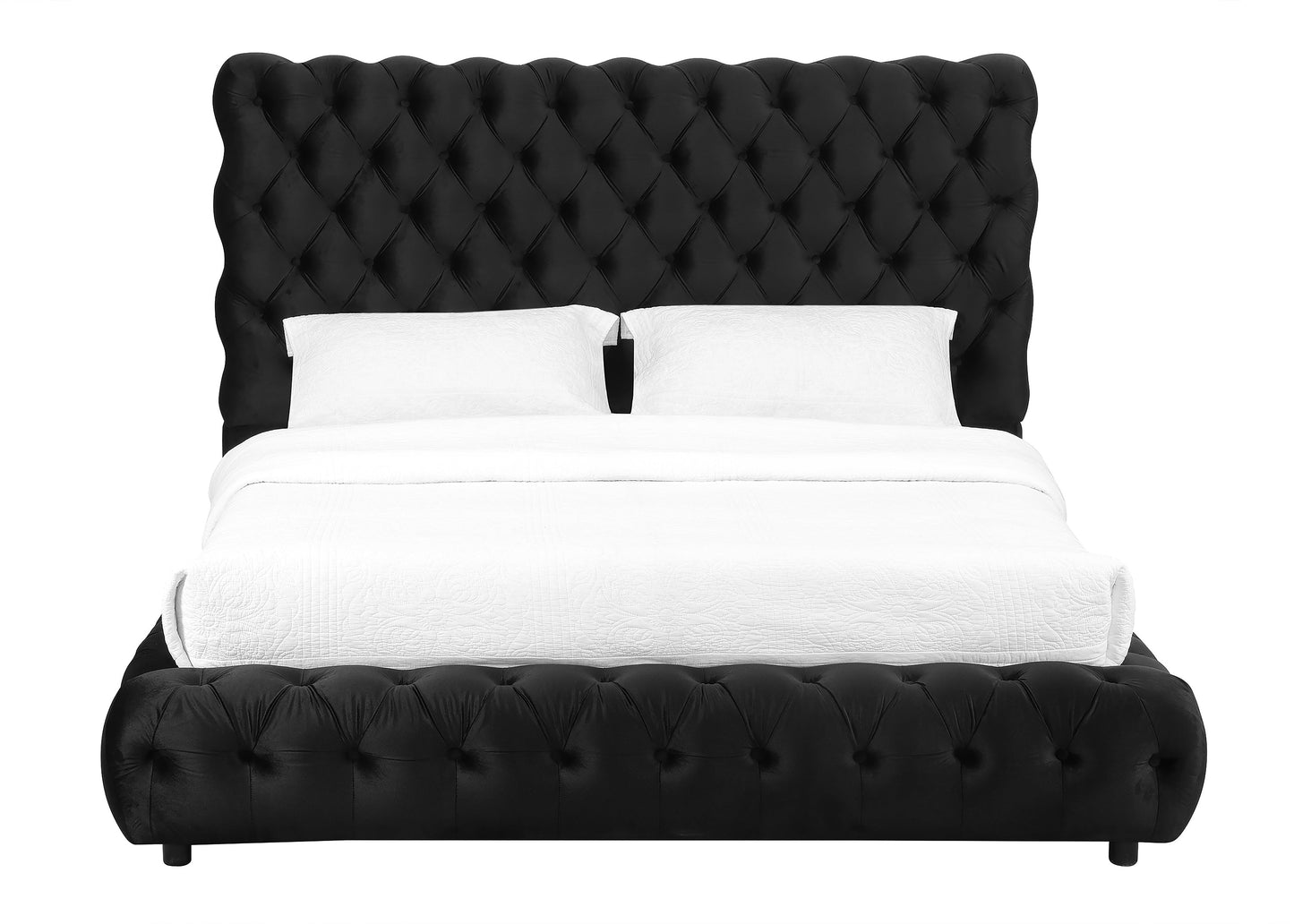 Flory Black Queen Upholstered Platform Bed - SET | 5112BK-Q-HBFB | 5112BK-KQ-RAIL - Luna Furniture - Dallas Store