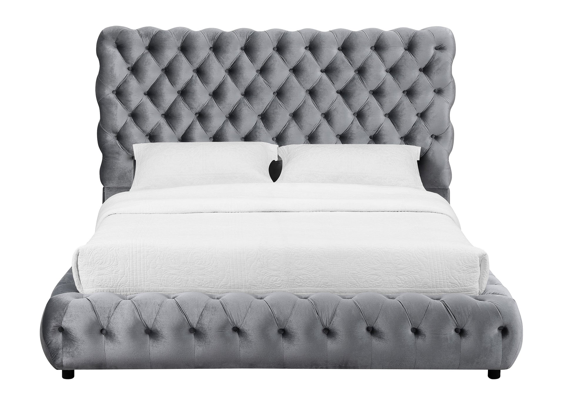 Flory Gray Queen Upholstered Platform Bed - SET | 5112GY-Q-HBFB | 5112GY-KQ-RAIL - Luna Furniture - Dallas Store