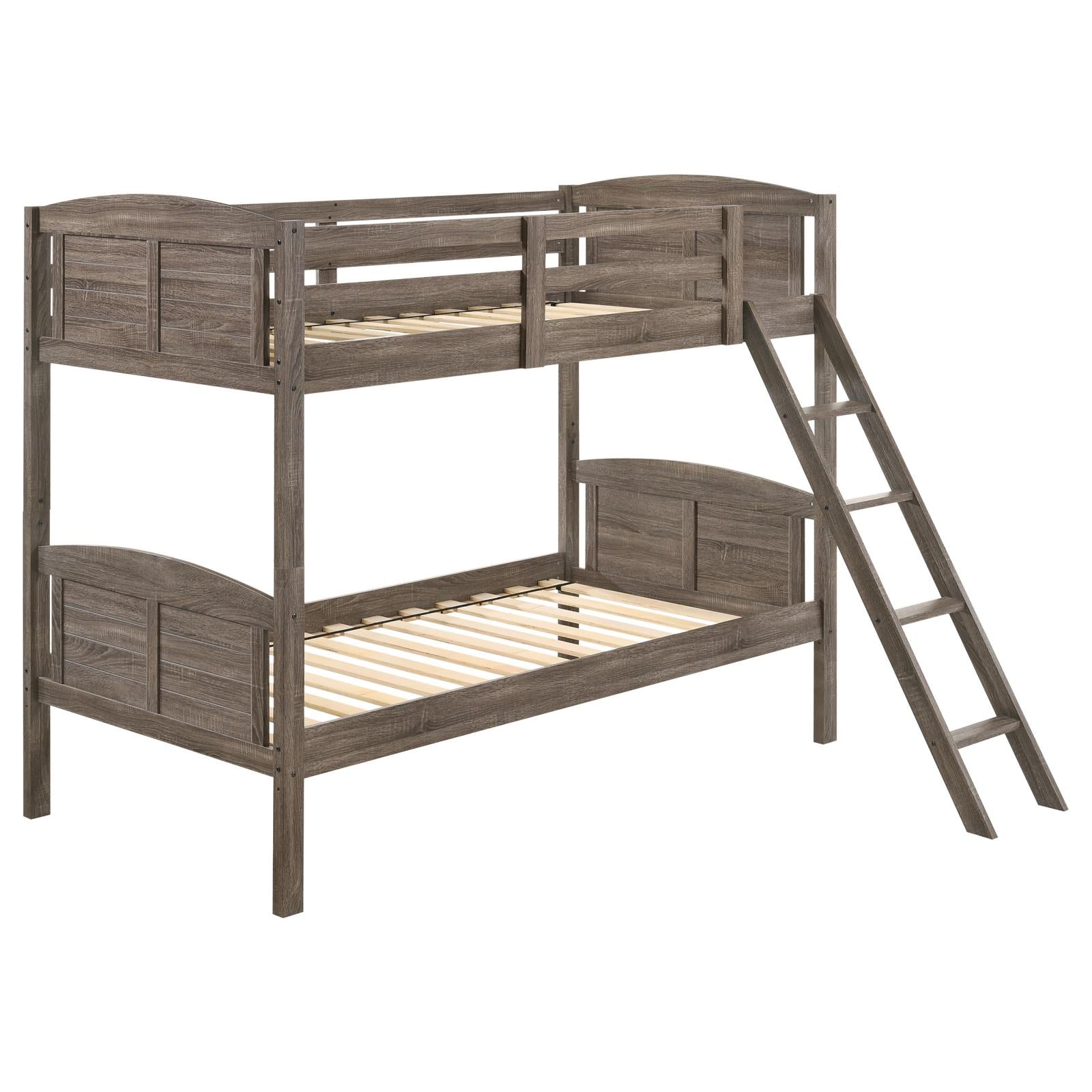 Flynn Weathered Brown Twin over Twin Bunk Bed - 400808 - Luna Furniture - Dallas Store