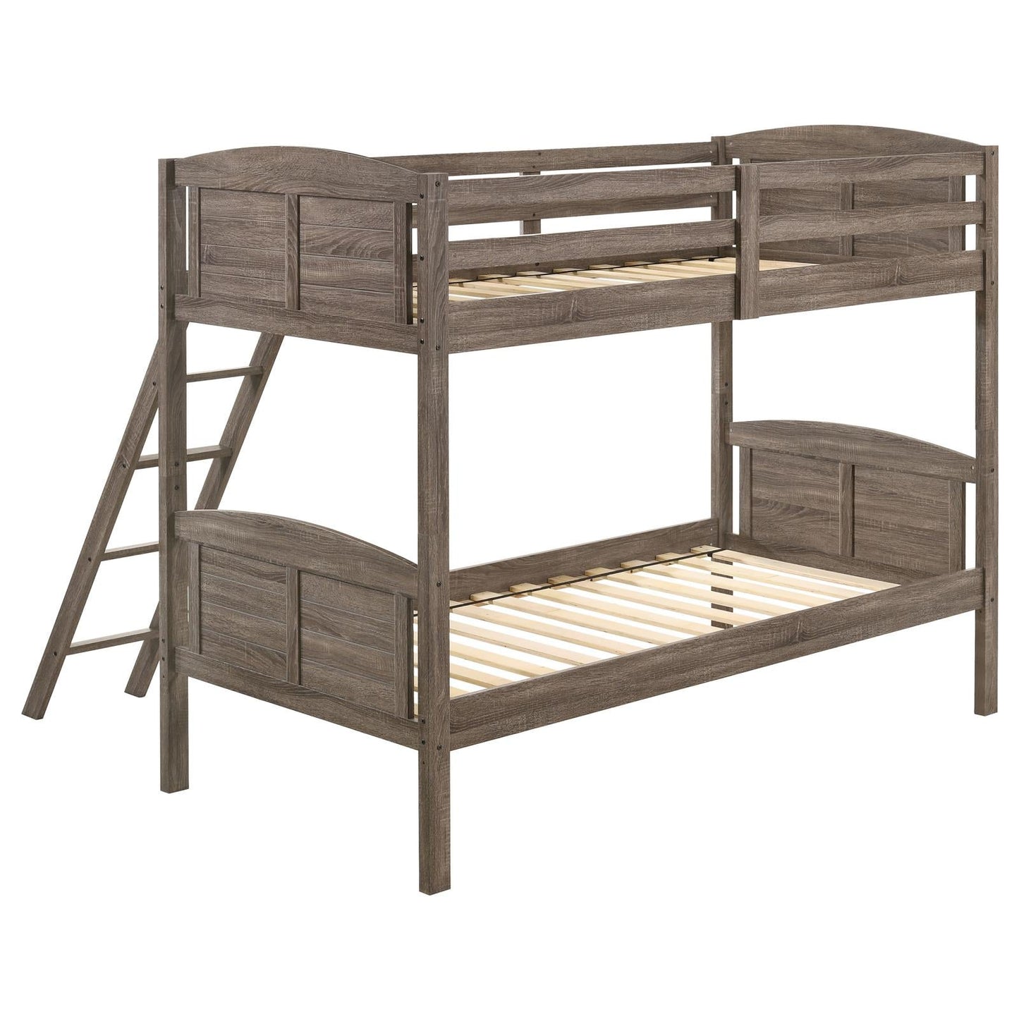 Flynn Weathered Brown Twin over Twin Bunk Bed - 400808 - Luna Furniture - Dallas Store