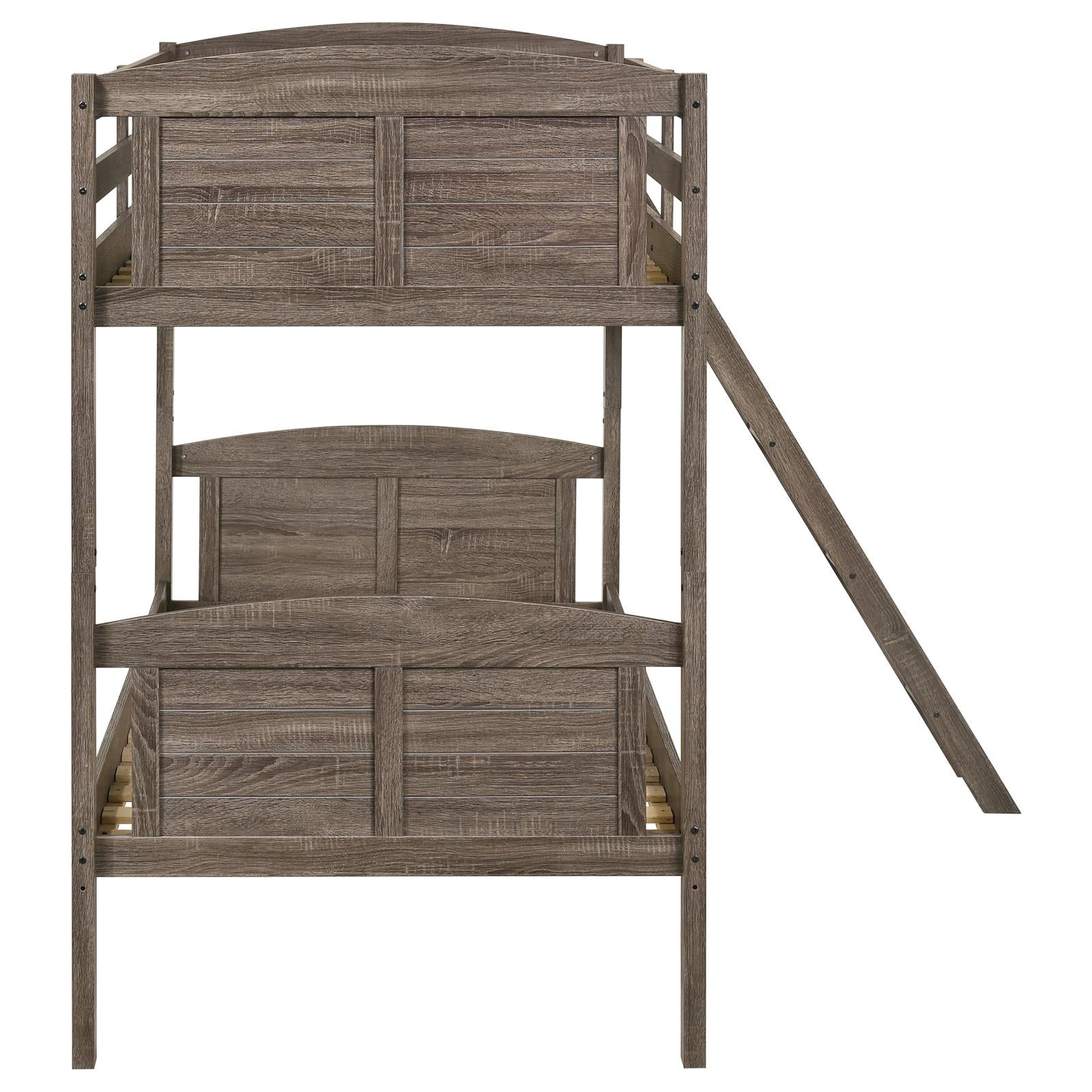 Flynn Weathered Brown Twin over Twin Bunk Bed - 400808 - Luna Furniture - Dallas Store