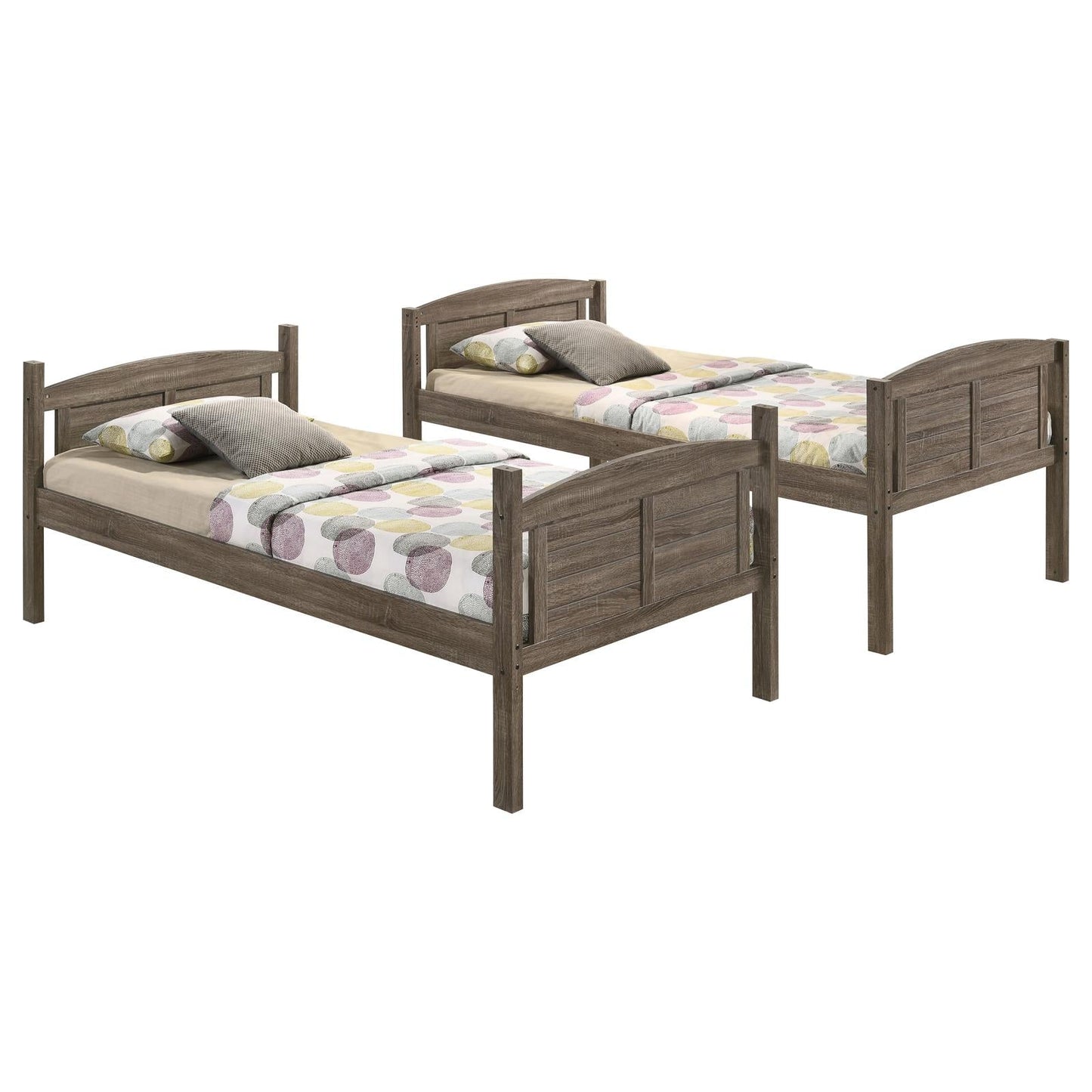 Flynn Weathered Brown Twin over Twin Bunk Bed - 400808 - Luna Furniture - Dallas Store