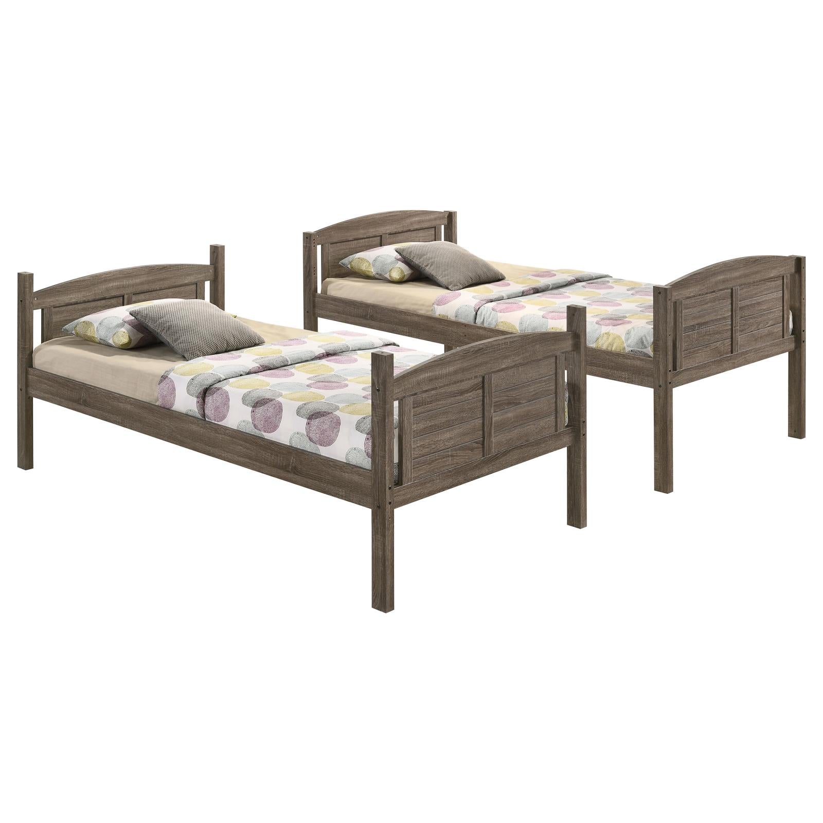 Flynn Weathered Brown Twin over Twin Bunk Bed - 400808 - Luna Furniture - Dallas Store