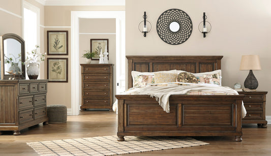Flynnter Medium Brown Panel Bedroom Set - SET | B719-56 | B719-58 | B719-97 | B719-31 | B719-36 - Luna Furniture - Dallas Store