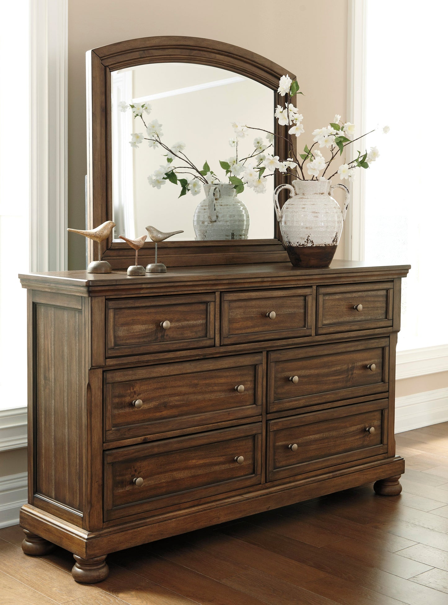Flynnter Medium Brown Panel Bedroom Set - SET | B719-56 | B719-58 | B719-97 | B719-31 | B719-36 - Luna Furniture - Dallas Store