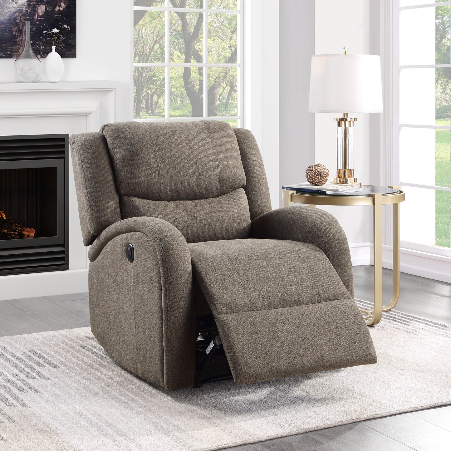 Foxcroft Brown Chenille Power Reclining Chair - 9316BR-1PW - Luna Furniture - Dallas Store