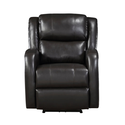 Foxcroft Brown Faux Leather Power Reclining Chair - 9316PUBR-1PW - Luna Furniture - Dallas Store