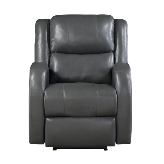 Foxcroft Gray Faux Leather Power Reclining Chair - 9316PUGY-1PW - Luna Furniture - Dallas Store