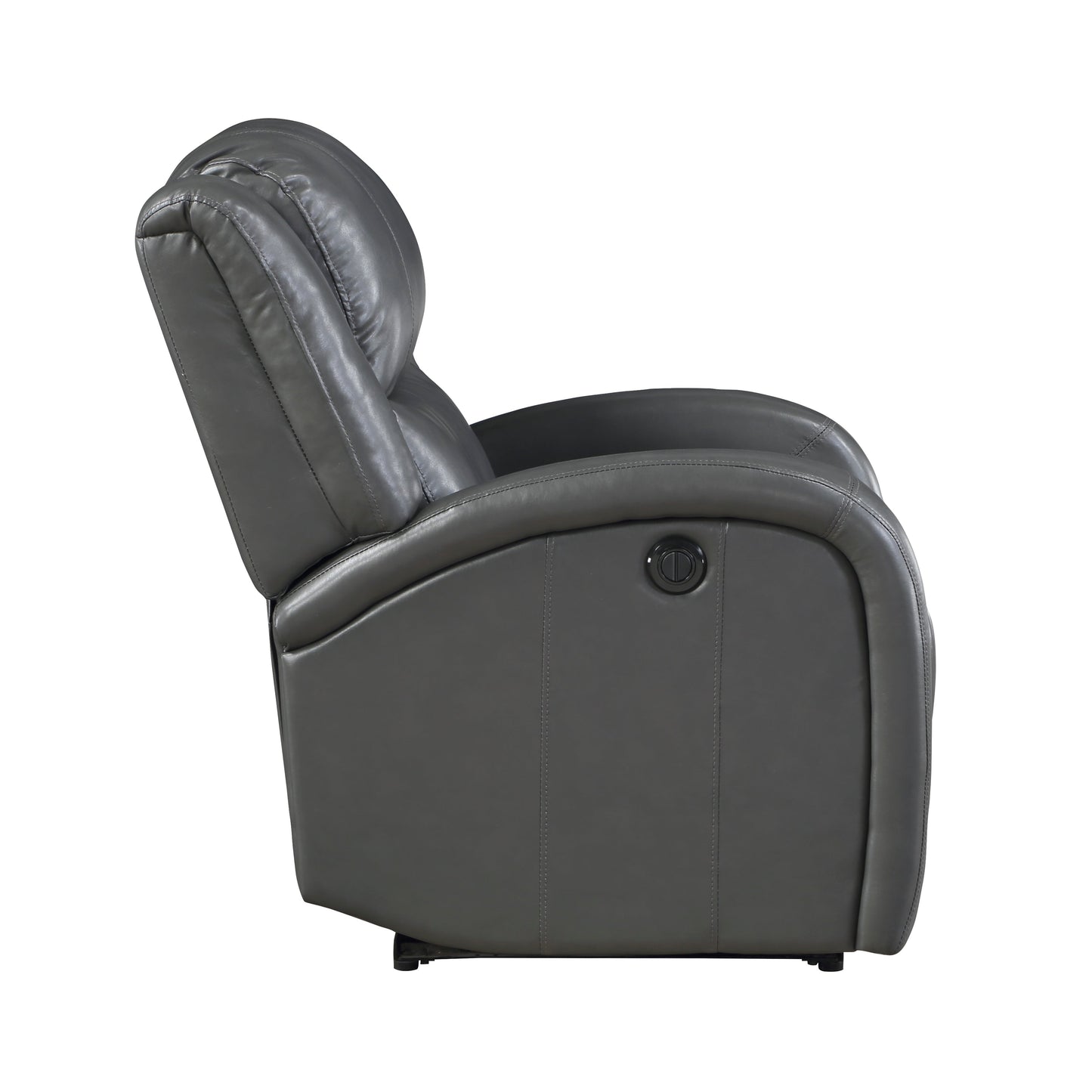 Foxcroft Gray Faux Leather Power Reclining Chair - 9316PUGY-1PW - Luna Furniture - Dallas Store