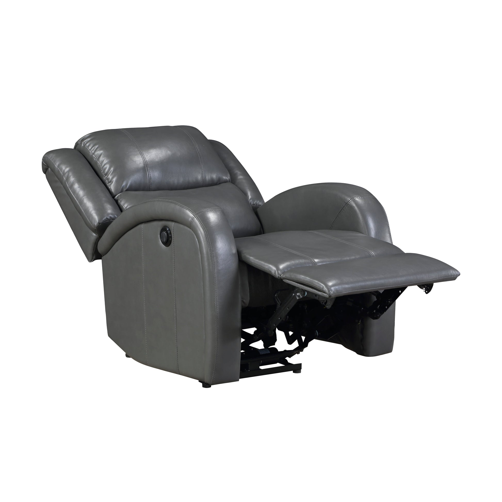 Foxcroft Gray Faux Leather Power Reclining Chair - 9316PUGY-1PW - Luna Furniture - Dallas Store