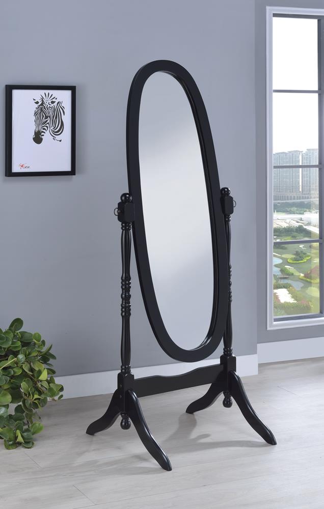 Foyet Black Oval Cheval Mirror - 950803 - Luna Furniture - Dallas Store