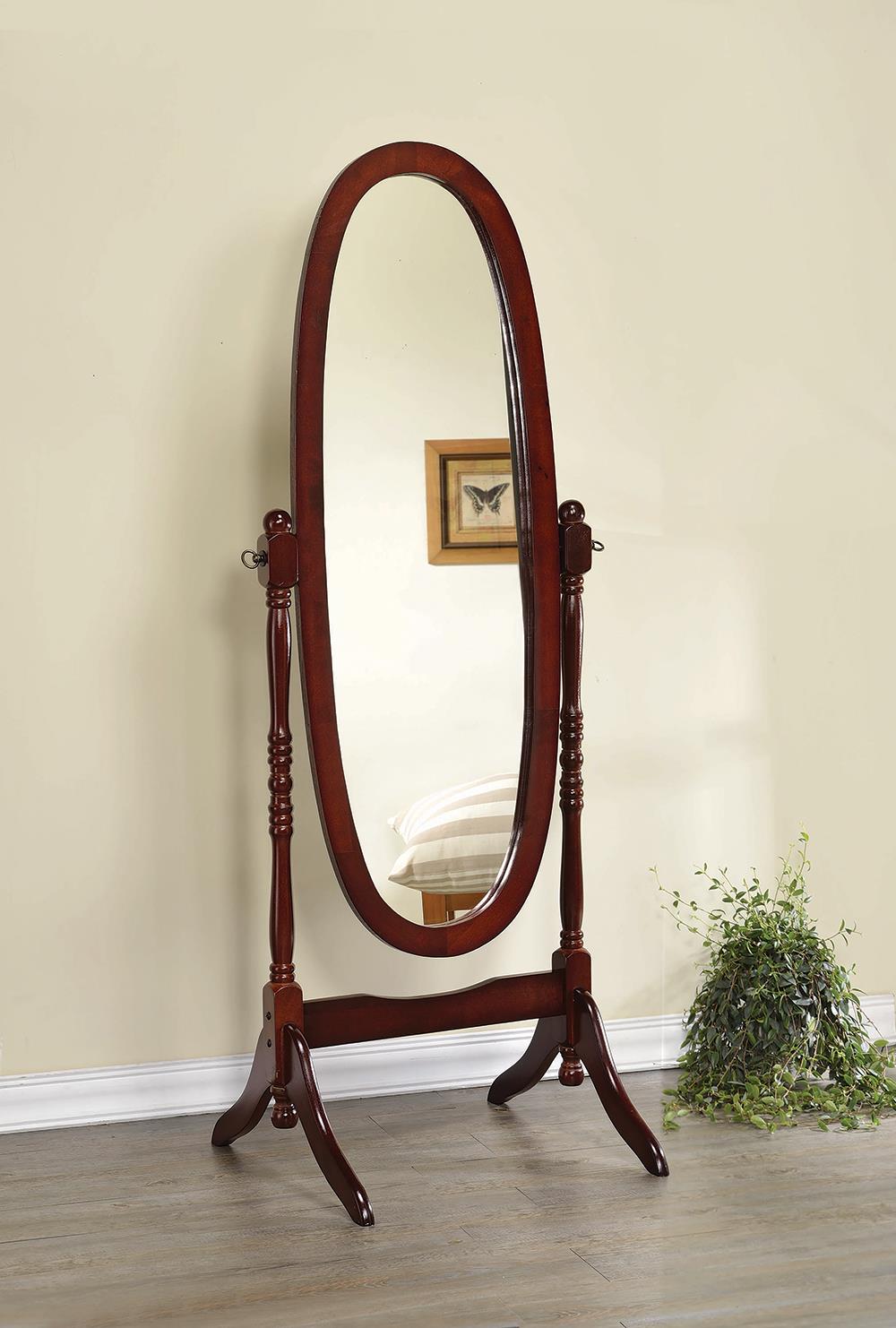 Foyet Merlot Oval Cheval Mirror - 3101 - Luna Furniture - Dallas Store