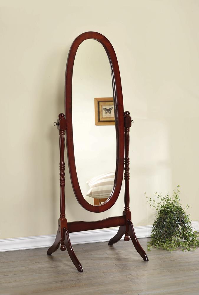 Foyet Merlot Oval Cheval Mirror - 3101 - Luna Furniture - Dallas Store
