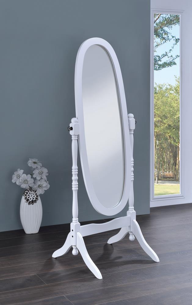 Foyet White Oval Cheval Mirror - 950802 - Luna Furniture - Dallas Store